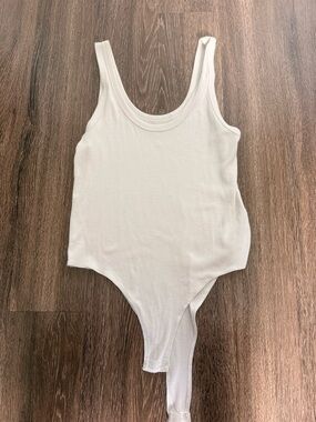 a new day White Ribbed Tank Bodysuit